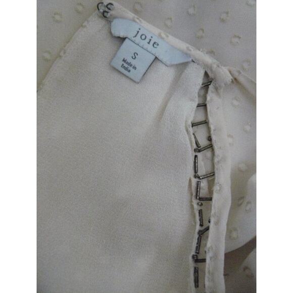 Joie Cream Swiss Dot Chiffon Ladder Beaded Spaghetti Strap Top Small NEW - Picture 6 of 6